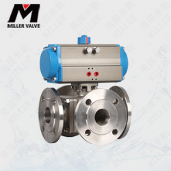 進(jìn)口四通法蘭氣動(dòng)球閥