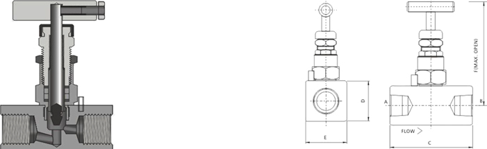 進口內(nèi)螺紋針型閥尺寸