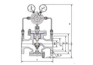 進口氮氣減壓閥結(jié)構(gòu)尺寸圖